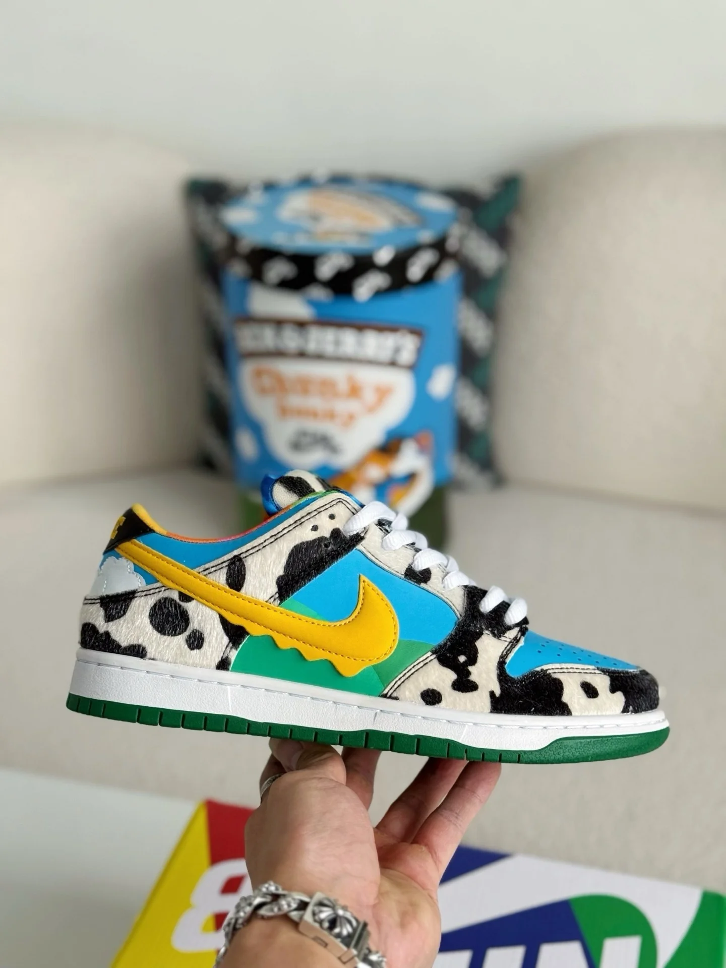 AAAShose Dunk Low "Chunky Dunky" Ben & Jerry's Ice Cream Cow Print Low Top Sneakers Men Women Casual Skate Shoes