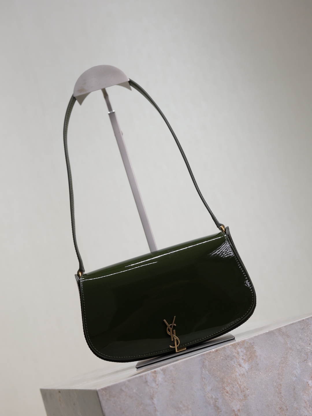 TOP Yves Saint Laurent YSL Voltaire Mini Patent Skin Underarms Bags 17.5×13.5×5cm - Green&GWH