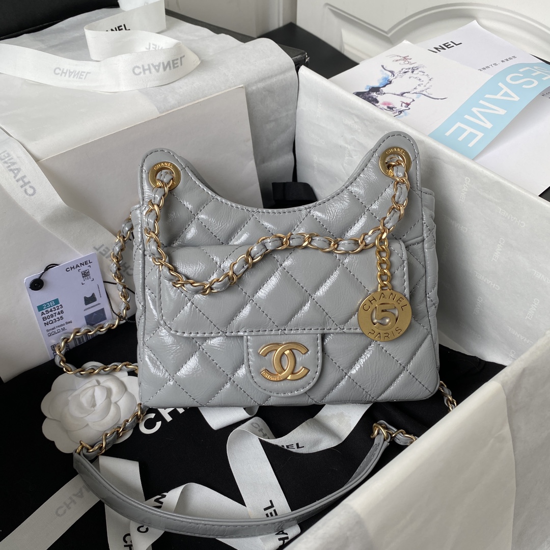 TOP CHANEL AS4323 Oil Wax Leather Hobo Bag 17×19×6cm - GHW - Five Colors