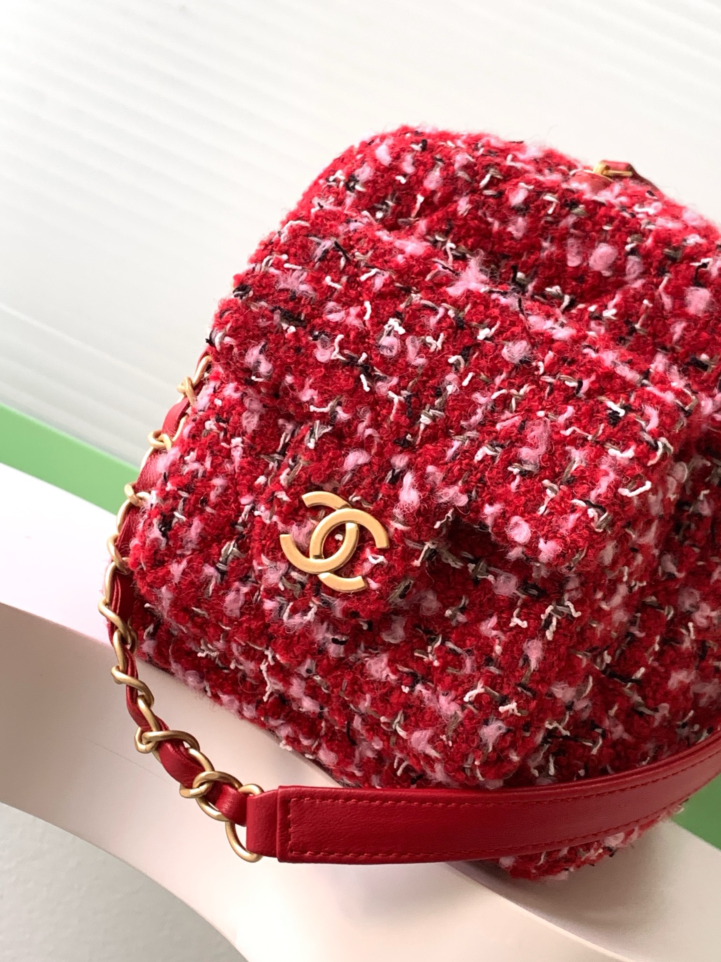 TOP CHANEL  Bowling Bag 15.5-24-11.5cm/18.5-27-13.5cm  - Red
