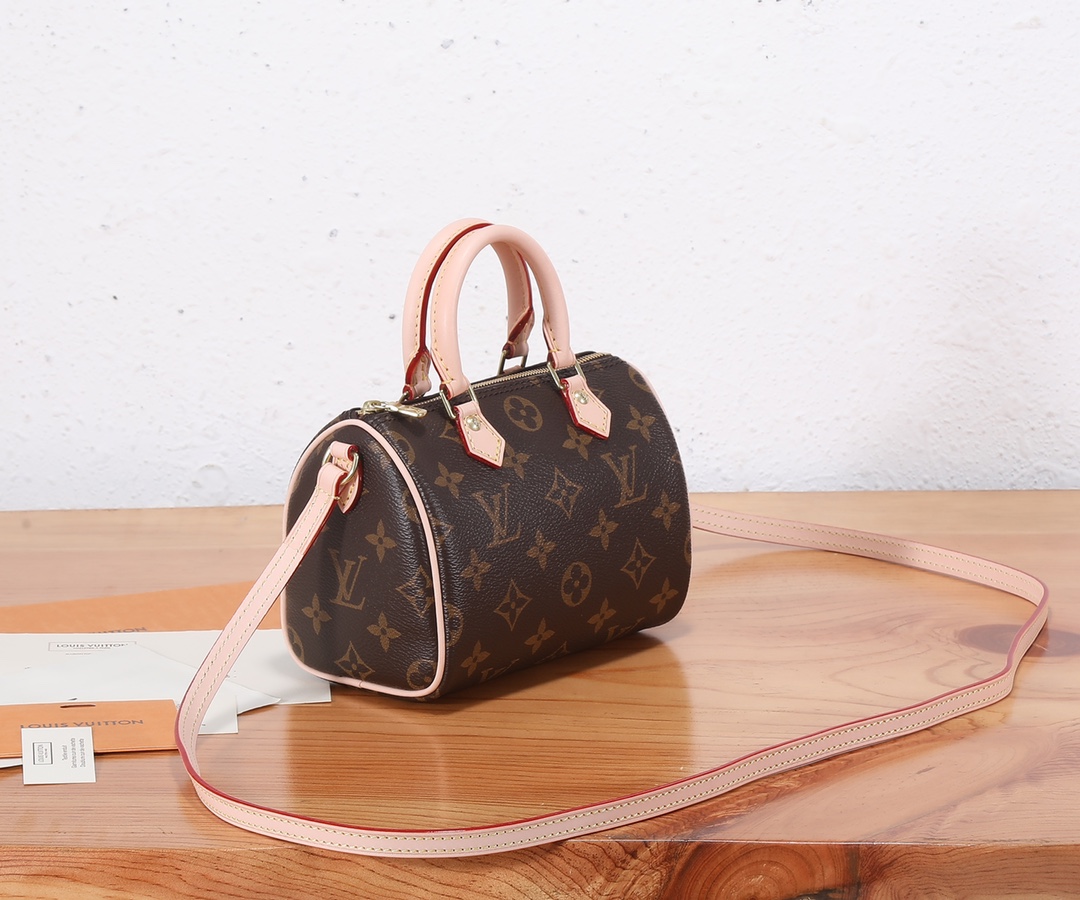 TOP Louis Vuitton LV Nano Speedy Handbag Made Of Monogram Canvas 16x12.5x10cm-Brown