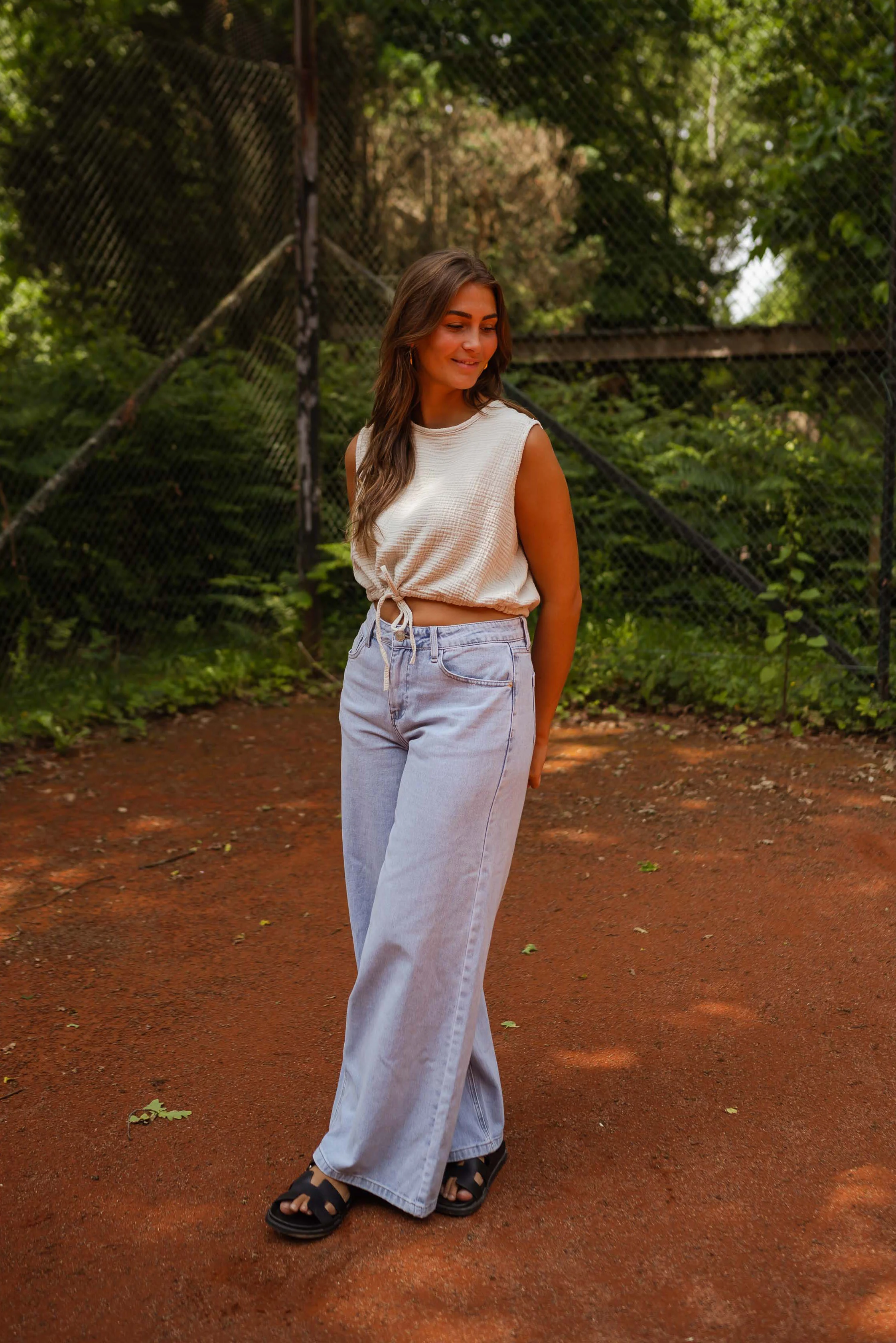 Salma top - beige cotton gaze