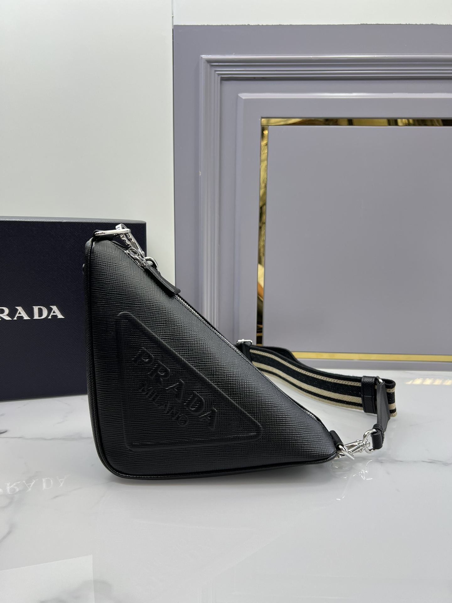 TOP PRADA Front 3D Stereoscopic Leather Triangle Bag 28×18×11 cm - 5 Colors