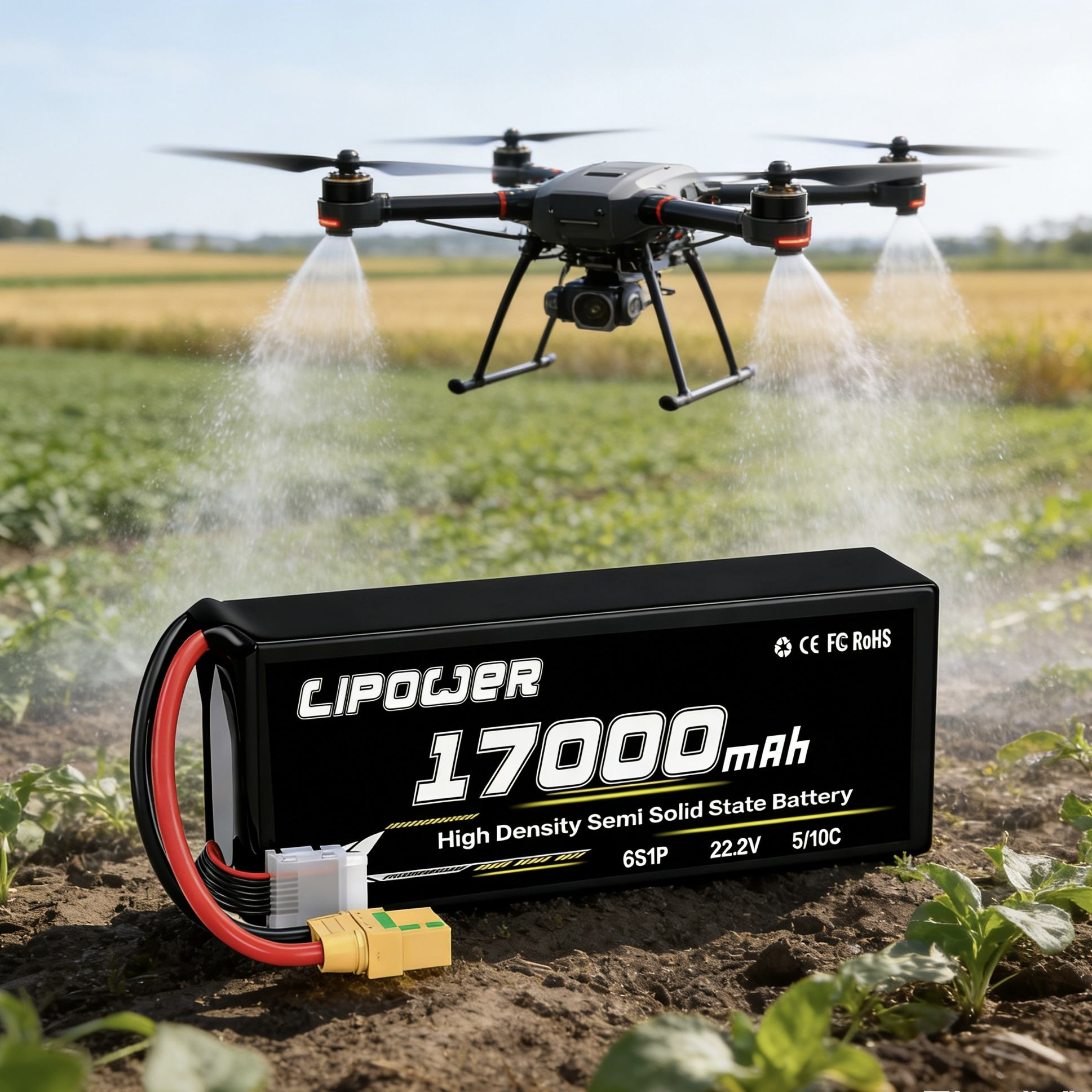 17000mAh 10C 12S high-energy density semi-solid drone battery - lipowbattery