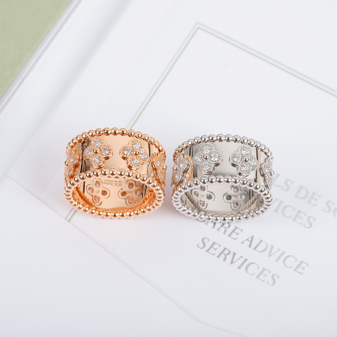 TOP Van Cleef & Arpels VCA Perlée Clovers Ring-2 Colors