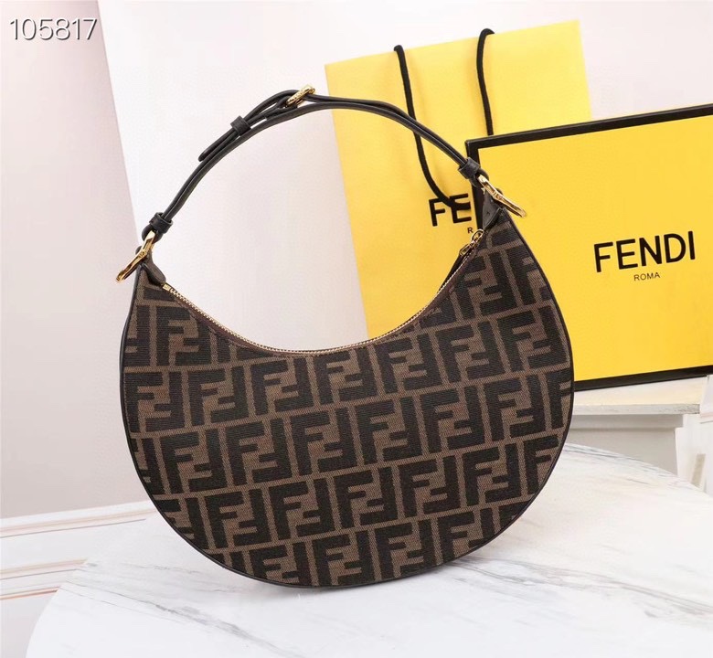 TOP FENDI Classic Metal Logo Fendigraphy Bag - Brown
