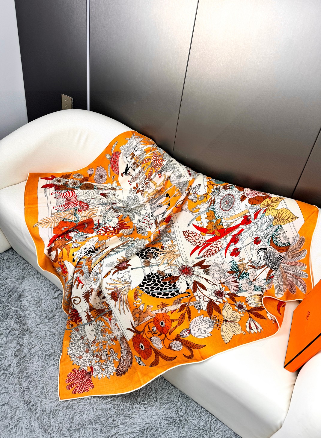TOP HERMES Square Scarf 140*140cm - Orange