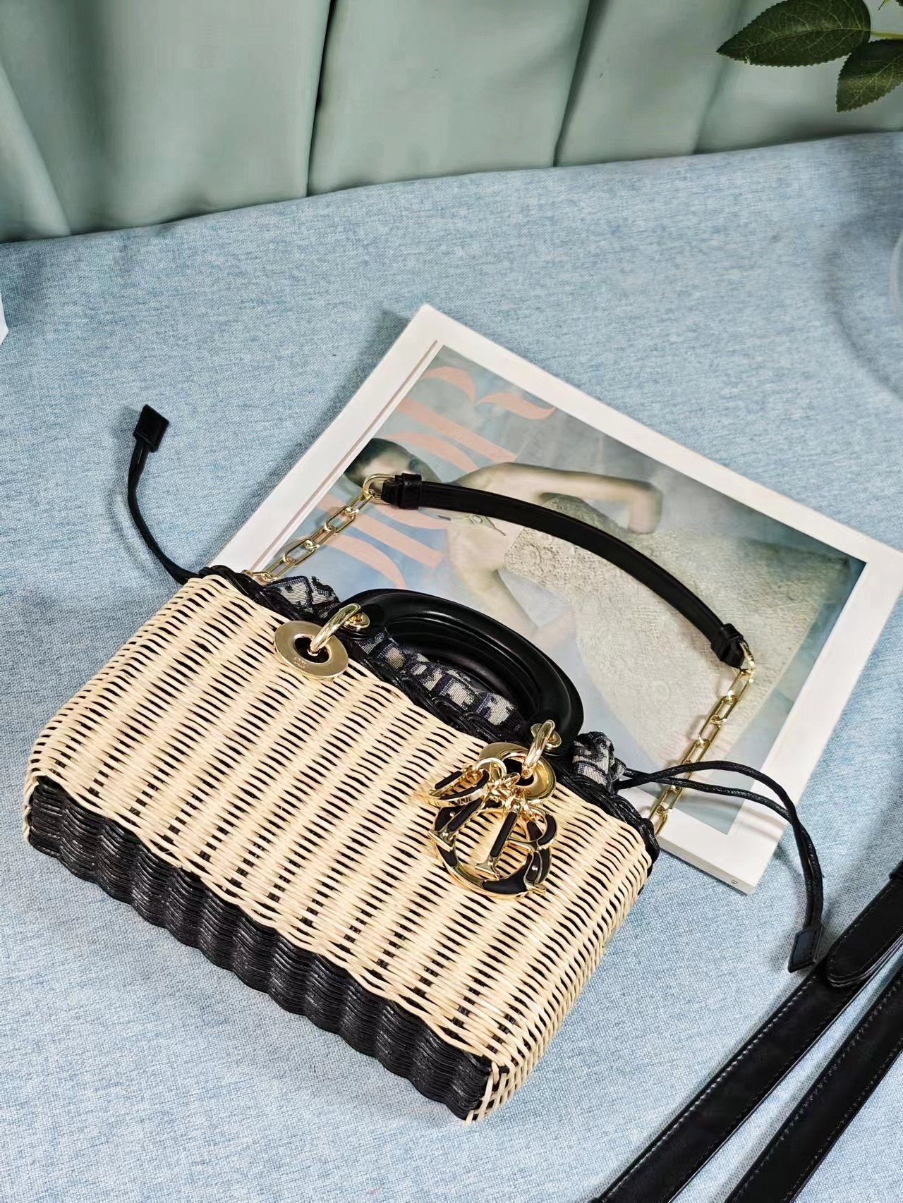 TOP Christian Dior Lady D-Joy  Weave Bag 22X12X5 cm - Beige