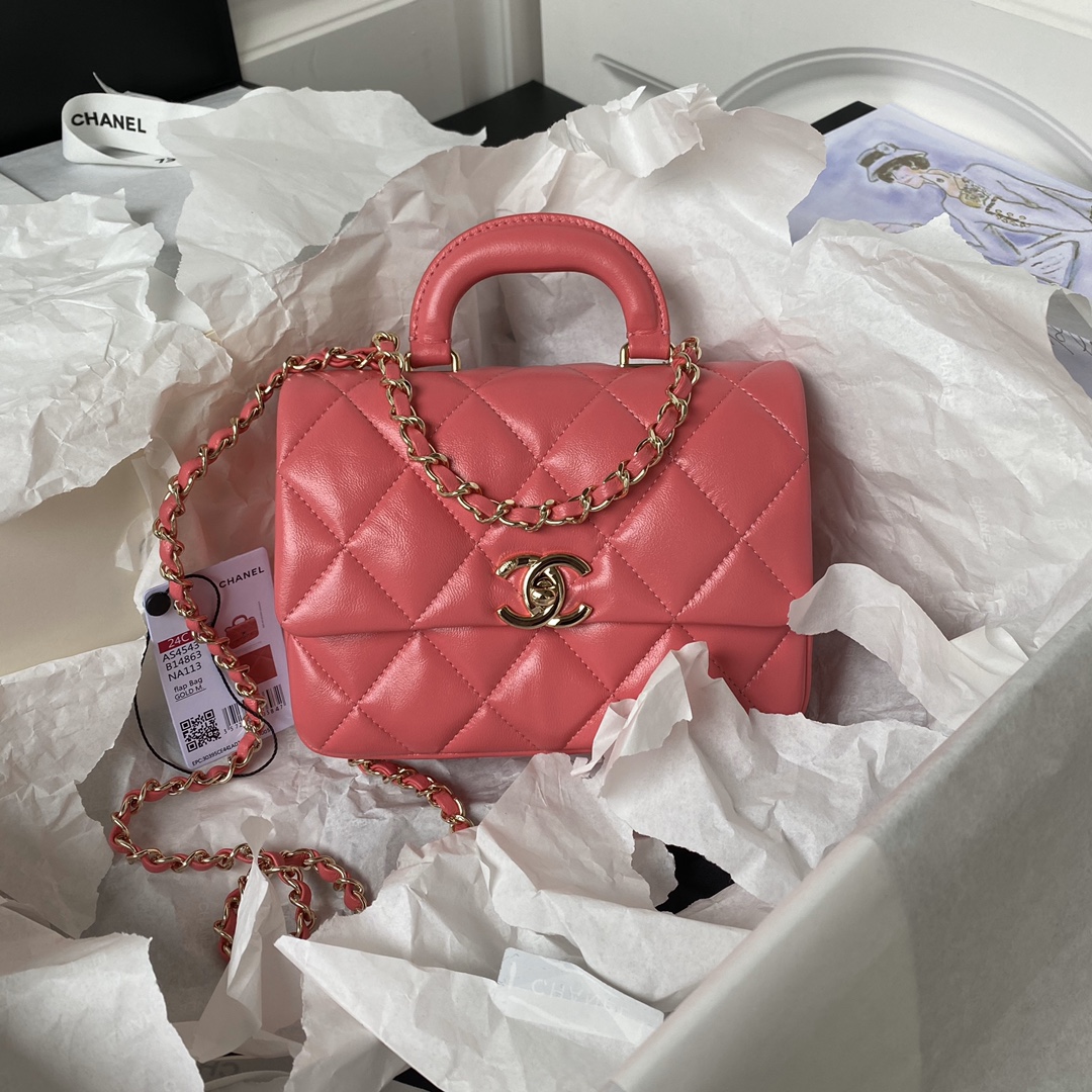 TOP CHANEL Oil Wax Handle Cover Bags 14×20×7am/18×25×8cm - 3 Colour&GHW