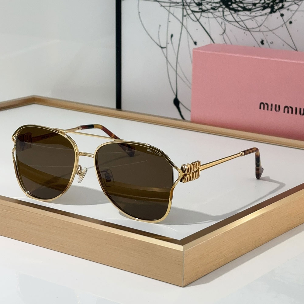 MIU MIU  Slim Metal Logo Mirror Legs Sunglasses Top quality （Replica）