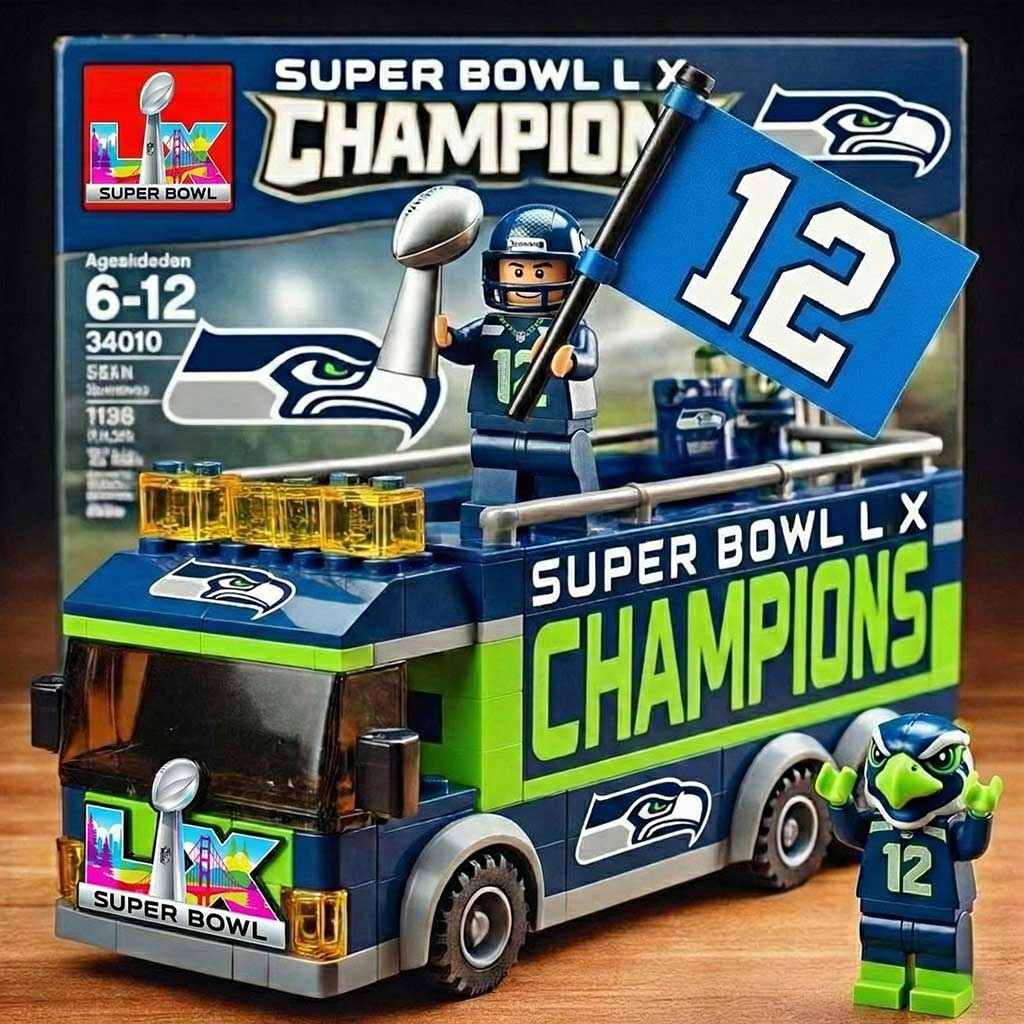 2026 Super Bowl LX Seattle Seahawks Champions Building Block Set