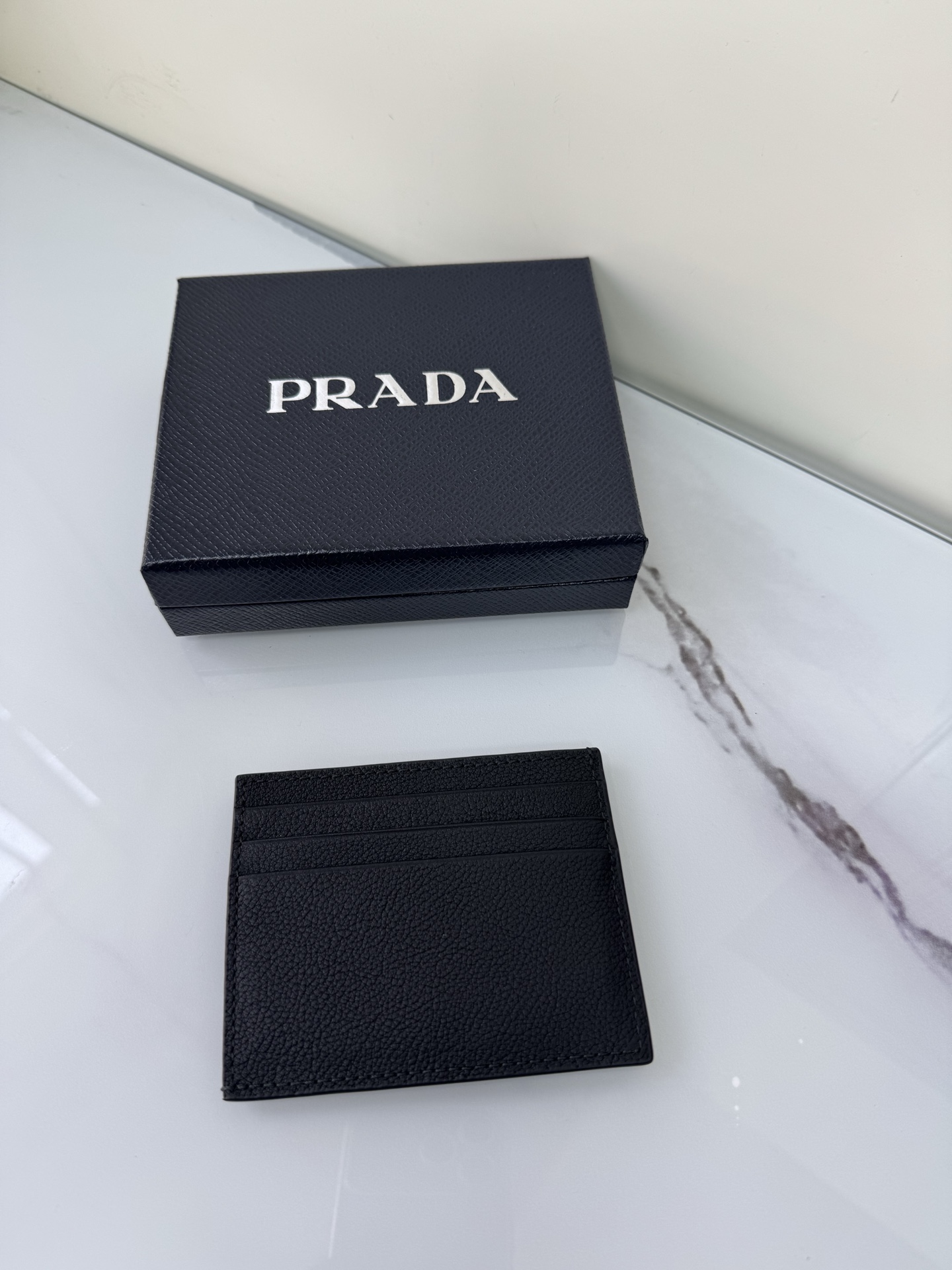 TOP PRADA Small Buckskin Card Bag - Black