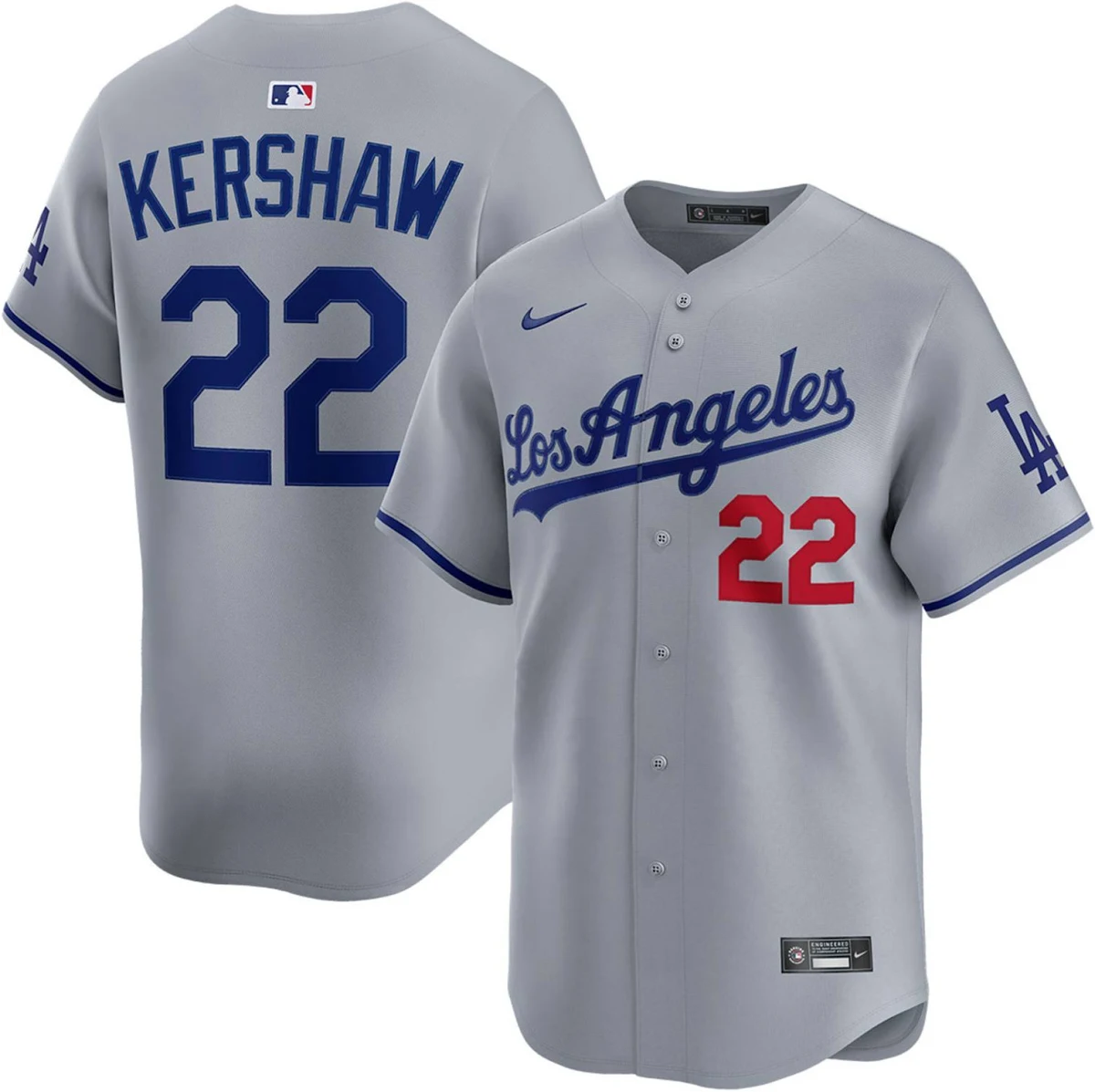 Los Angeles Dodgers #22 Dodgers Clayton Kershaw Grey Jersey