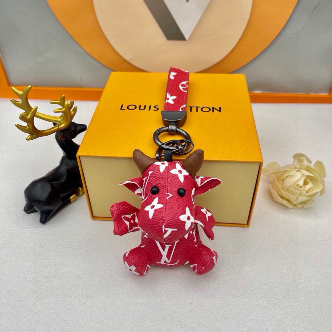 TOP Louis Vuitton LV Zodiac Calf Pendant Key Chain Ornament - 2 Color