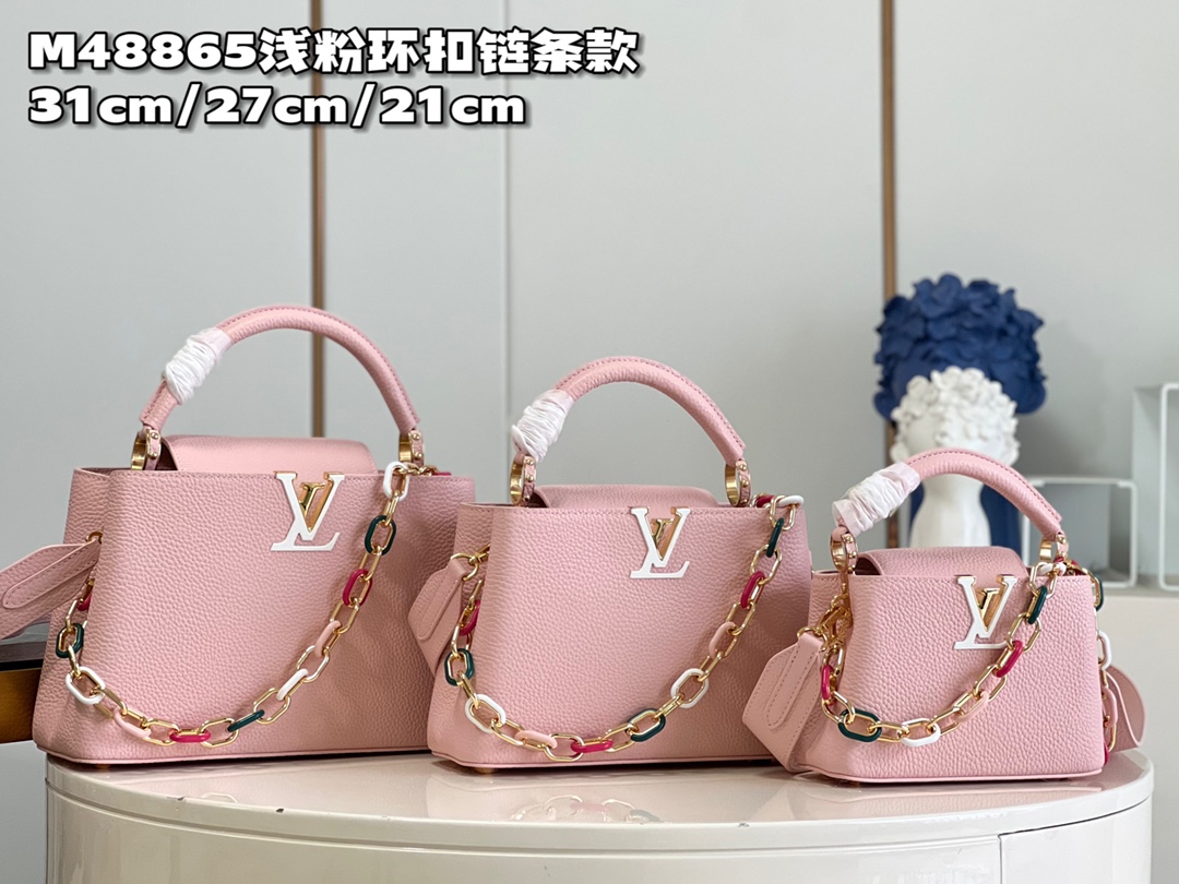 TOP Louis Vuitton LV Capucines Bag 3 Sizes- Pink