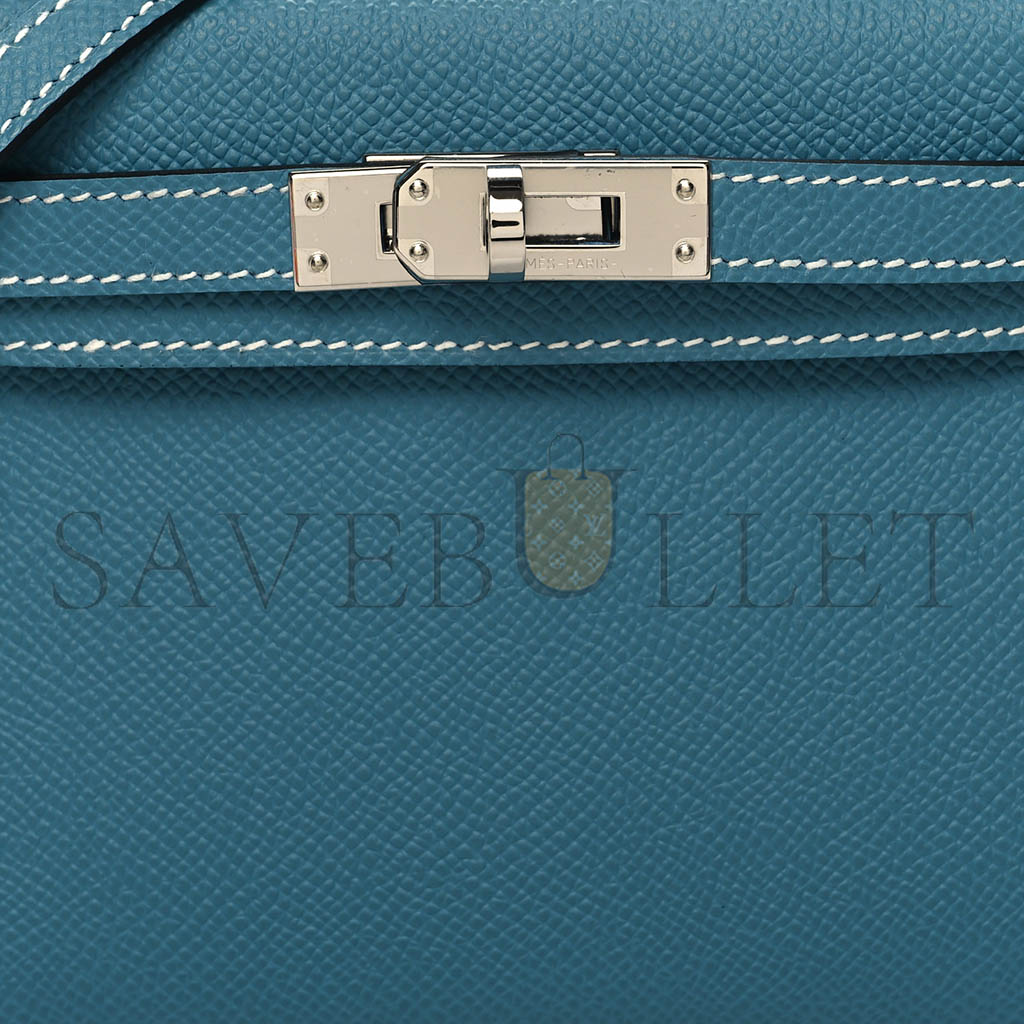 HERMÈS EPSOM MINI KELLY II  NEW BLUE JEAN (19*12*5.5cm)