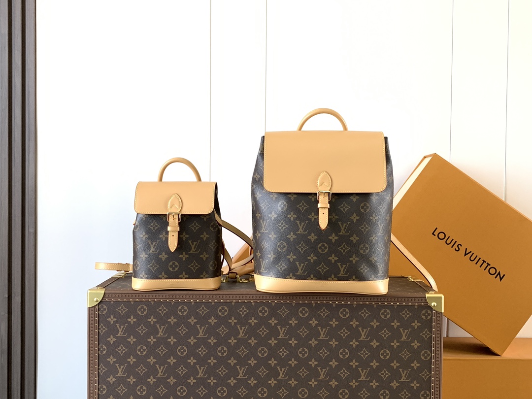 TOP Louis Vuitton LV Soho Backpack Monogram Canvas 17x23x8cm/24x32x9cm - Brown
