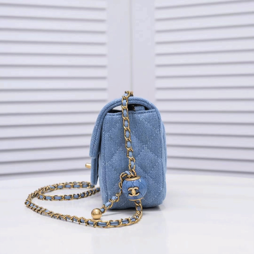 Chanel Classic Flag Bag Quilted Denim 20CM(Replica)