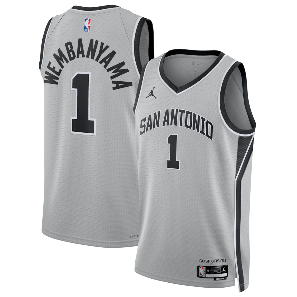 San Antonio Spurs Victor Wembanyama Jordan Brand Silver Swingman Jersey - Grey