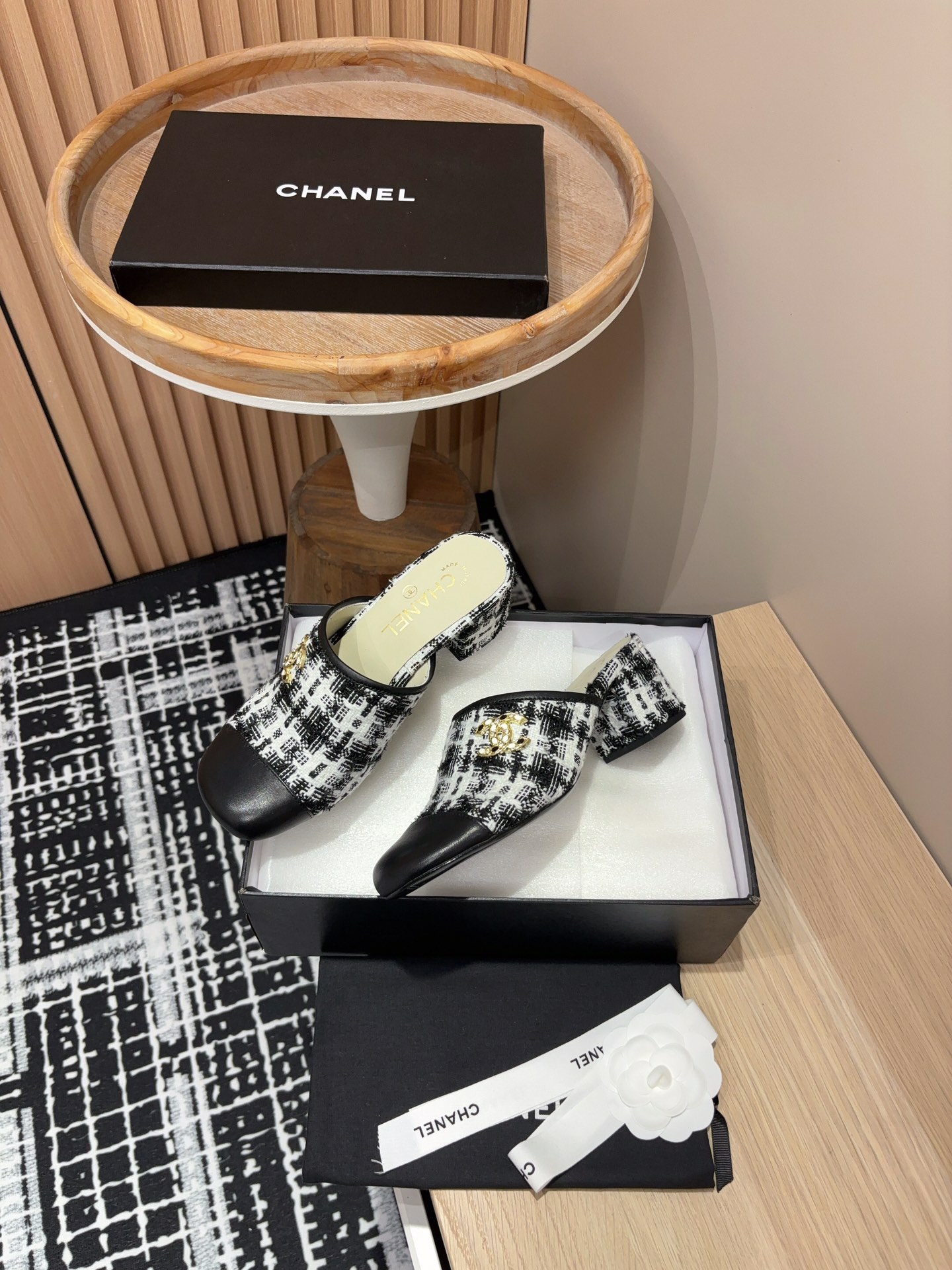 TOP CHANEL Woolen Cloth Closed Toe Slippers 3cm/6cm - 3 Color