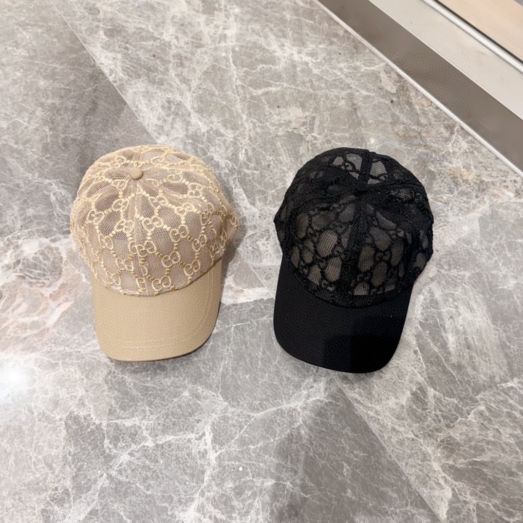 TOP GUCCI Hollow Embroidery Baseball Cap - 2 Color
