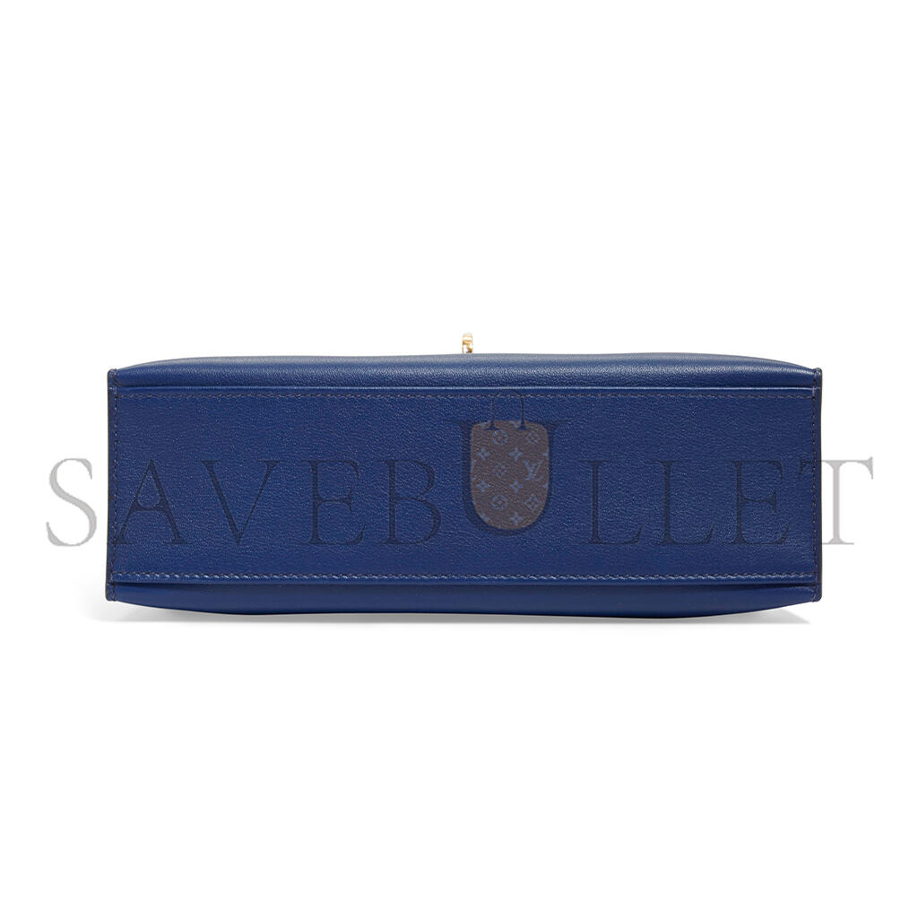 HERMÈS A BLEU SAPHIR SWIFT LEATHER KELLY POCHETTE WITH GOLD HARDWARE (22*14*7cm)