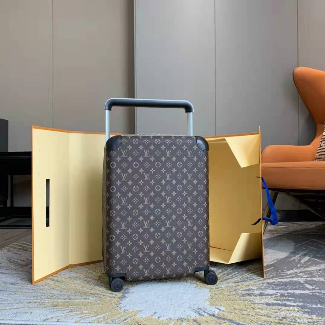 TOP Louis Vuitton LV Monogram 55  4 Wheeled Rolling Cary On Luggage - Black
