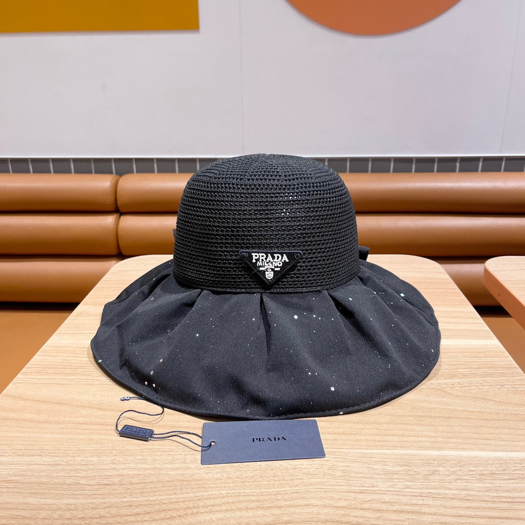 Prada Fisherman's Hat With Mesh Bow Sunhat （Replica）