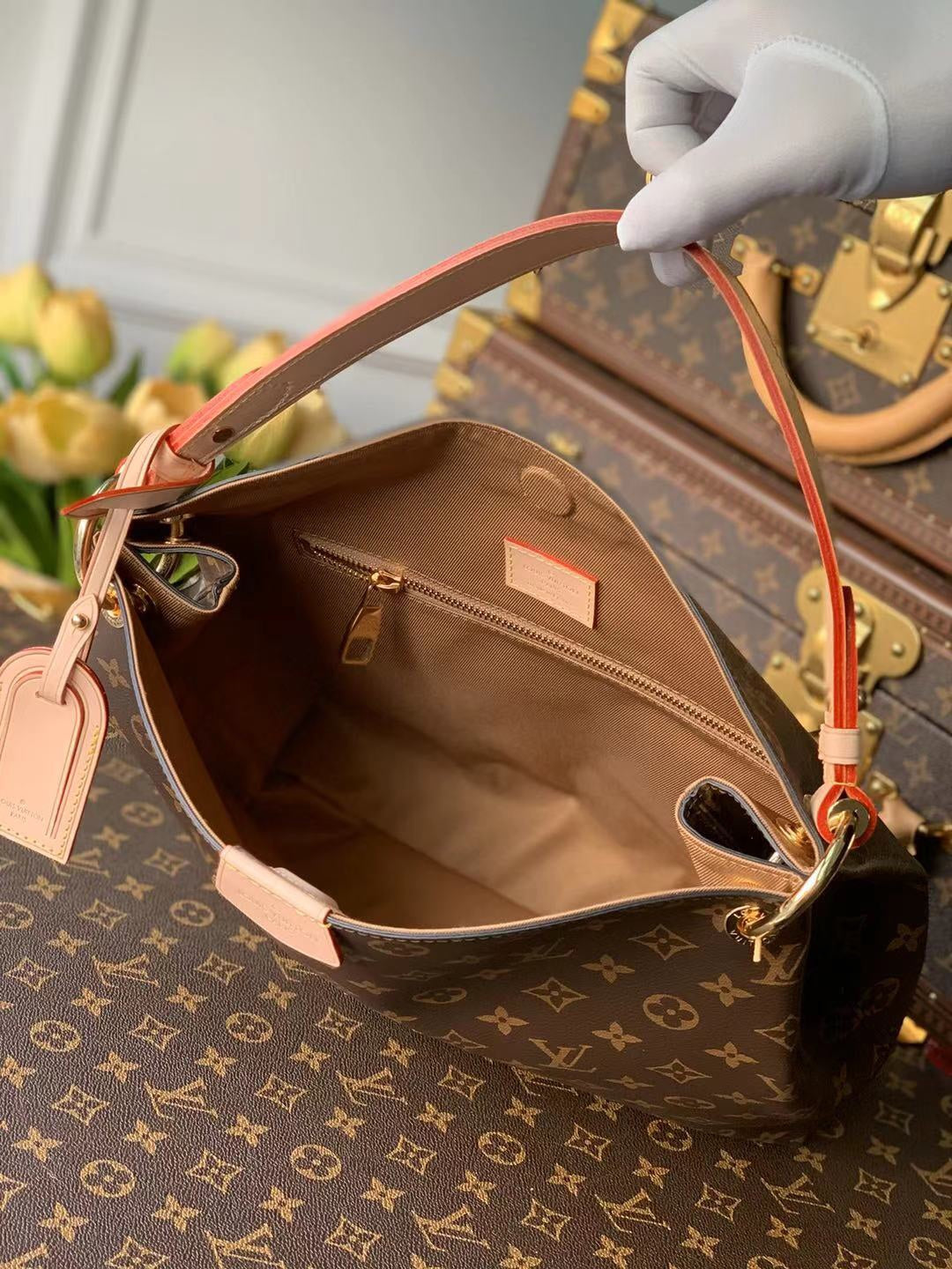 TOP Louis Vuitton LV Graceful PM Monogram Bag 35x30x11cm- Beige