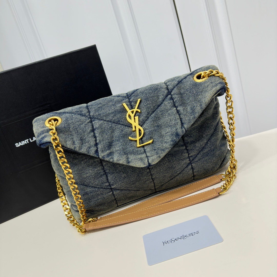 SAINT LAURENT YSL Loulou Puffer Denim Leather Bag(Replica)