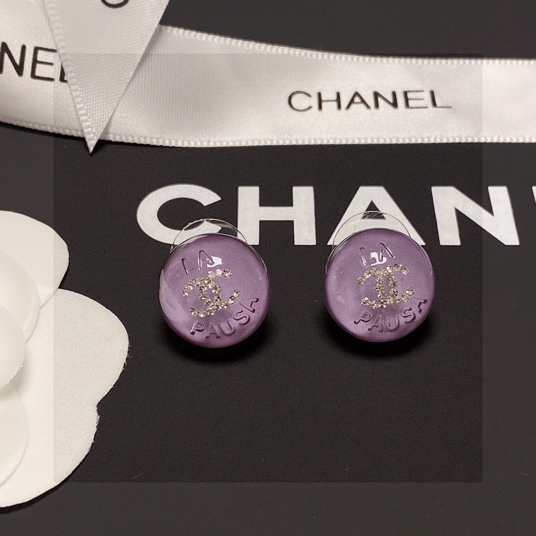TOP CHANEL CC Earrings-Purple