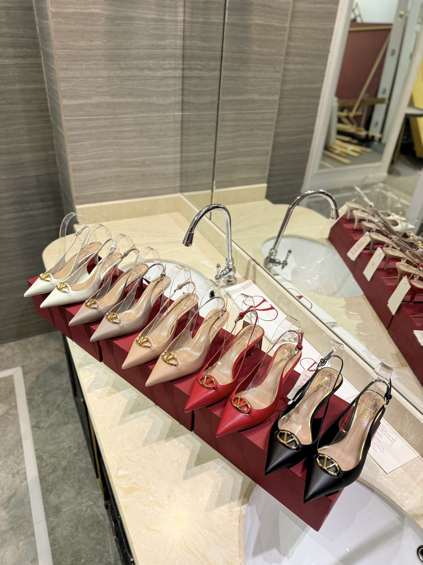 TOP VALENTINO Middle-heeled Mules with Mini Logo  - 5 Color