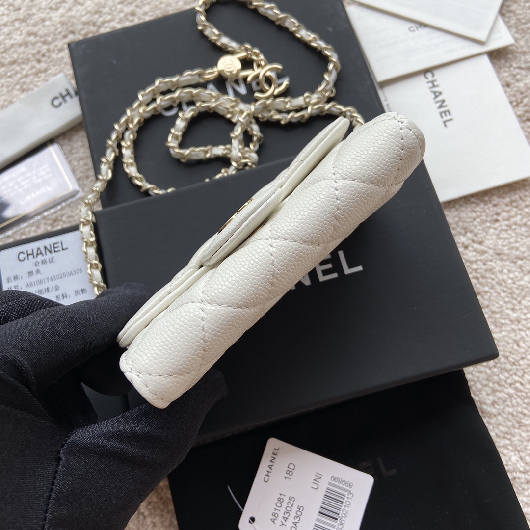 TOP CHANEL Small Chain Card Bag Cowhide 11×7cm -  2 Colour