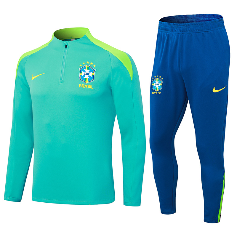 2024-25 Green Brazil Football Half Pull Training Suit
