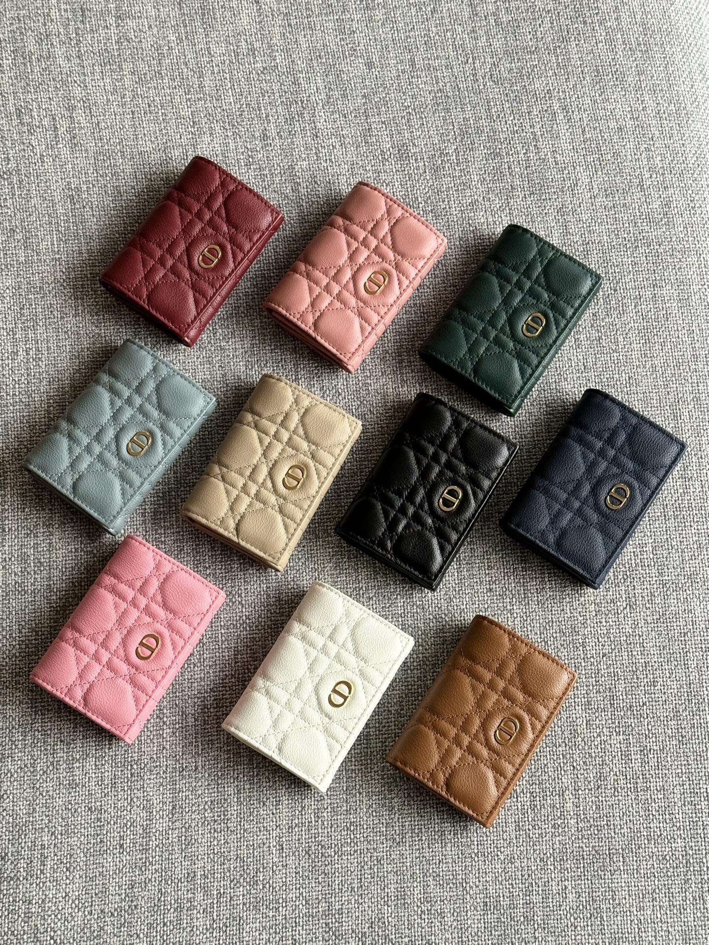 TOP Christian Dior Calfskin Leather Caro Card Bags 11x7.5x2.5cm - 10 Colors