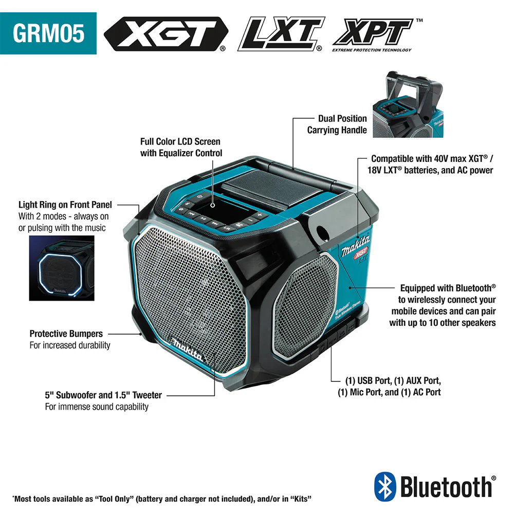 GRM05 40V max XGT 18V LXT Bluetooth Job Site Speaker - Bare Tool