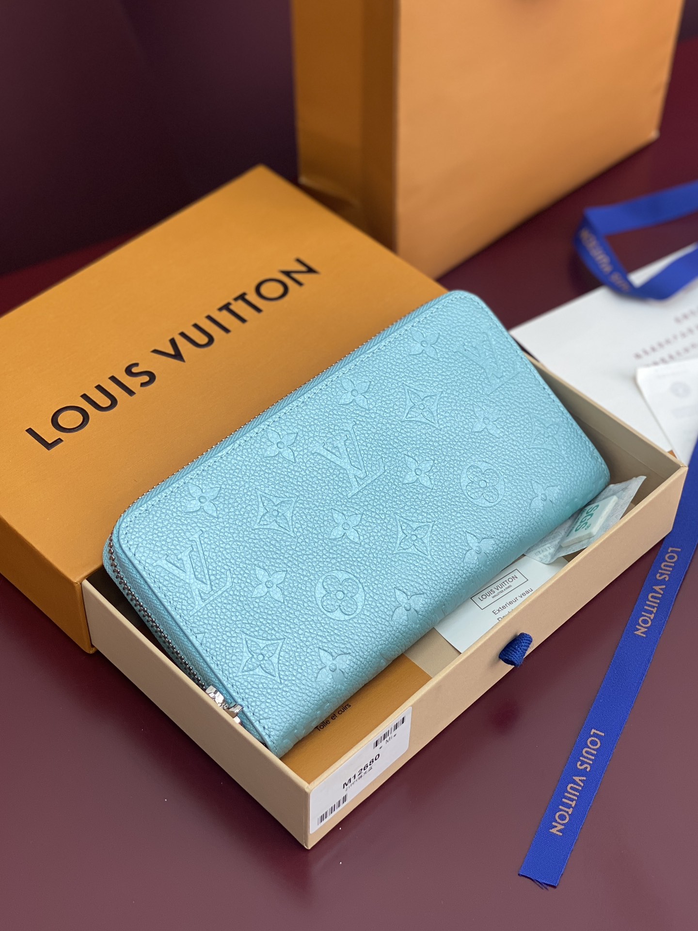 TOP Louis Vuitton LV Zip Wallet 19.5x10.5x2.5cm - Pearlescent Blue