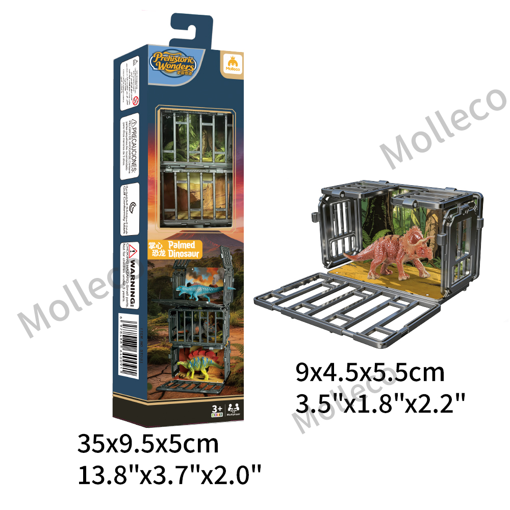 Molleco Dinosaur Figure Toys Set for Kids and Childre ST081 6 Dinosaurs + 6 Cages