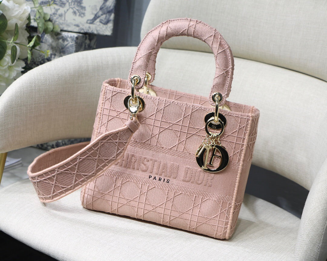 TOP Christian Dior Lady D-LITE Bag Cannage Embroidery - PINK