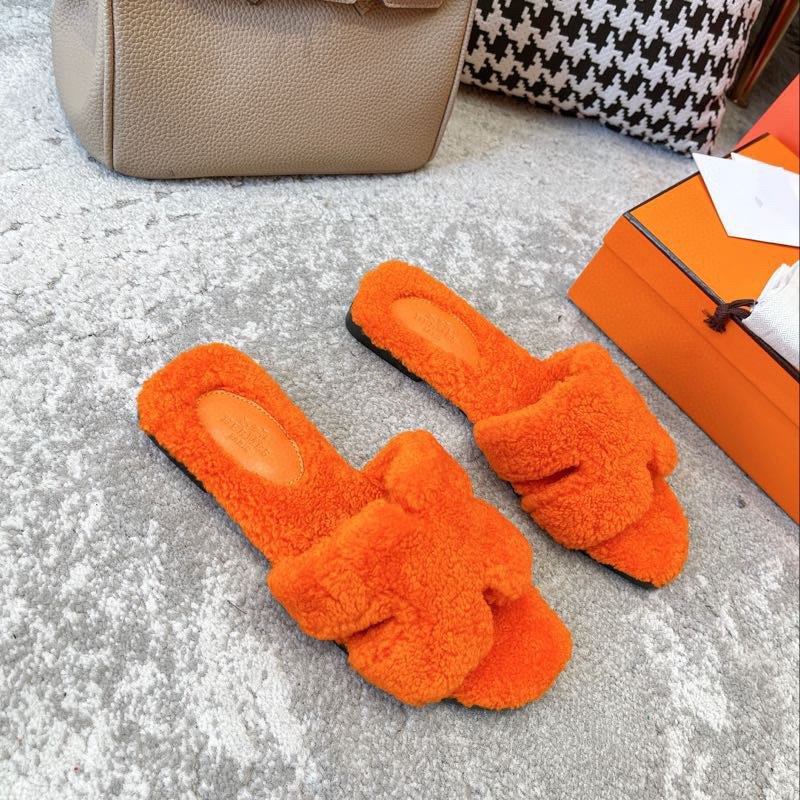 TOP HERMES Oran Shearling Sandals - Collection