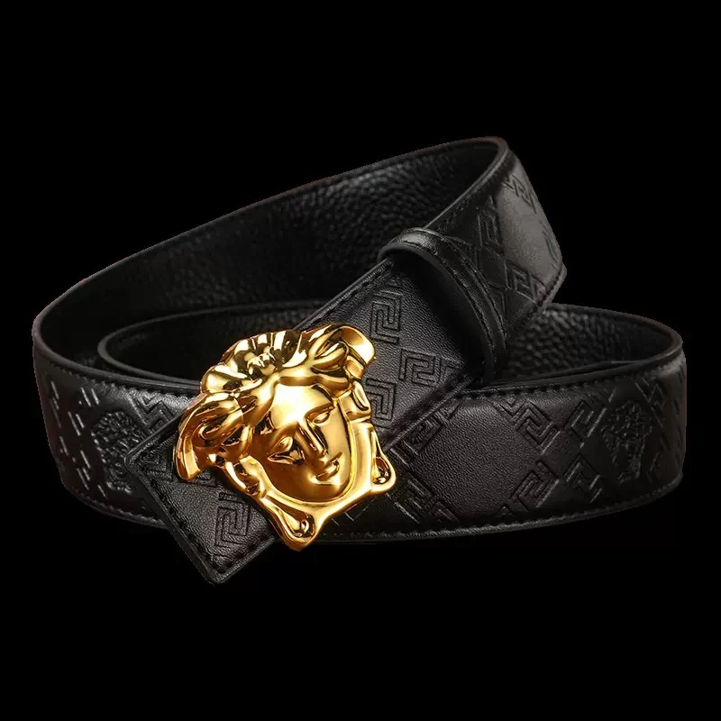 AAABELT Men's Embossed Leather Belt with 3D Portrait Metal Plate Buckle, Versatile for Business, Casual Outfits & Jeans