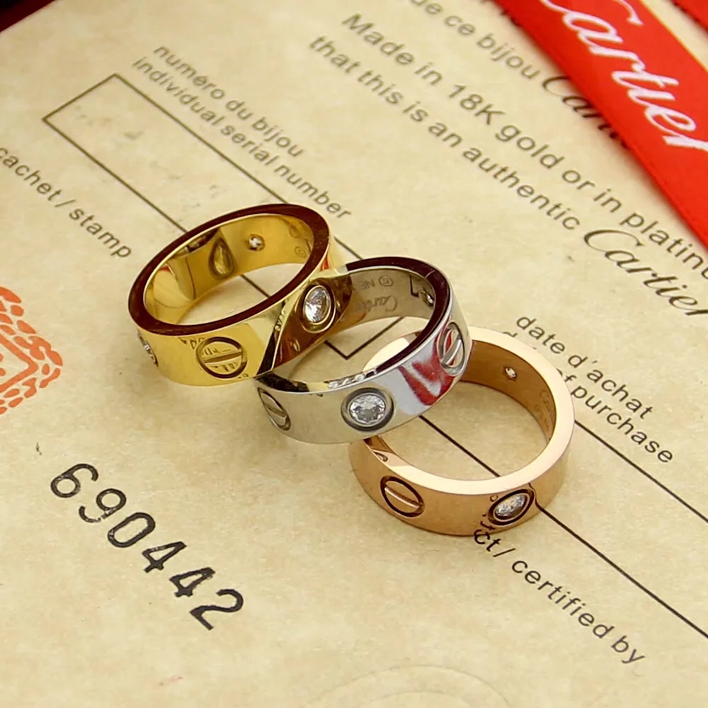 TOP Cartier Love Ring with Diamond - 3 Color