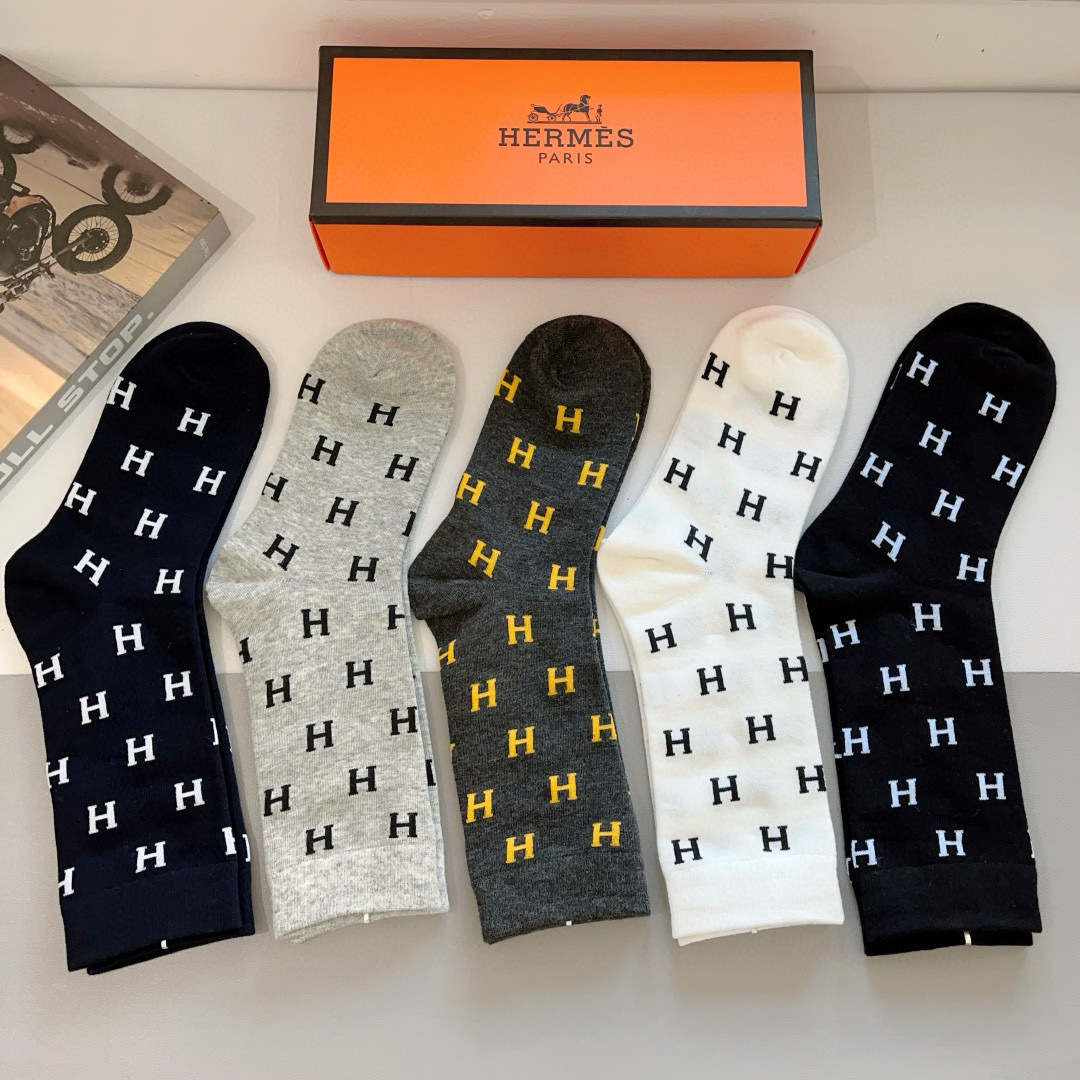 TOP HERMES Socks - 5 Pieces as a Set