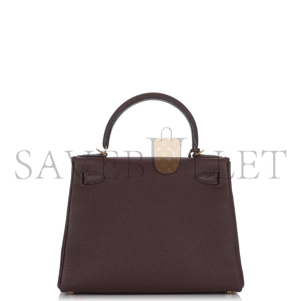 HERMÈS CHOCOLATE TOGO KELLY 28 RETOURNE GOLD HARDWARE (28*22*10cm)