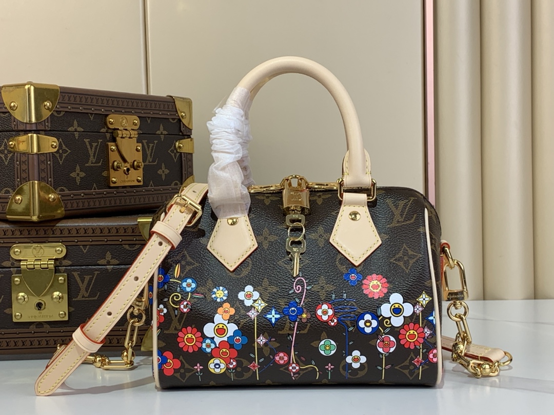 TOP Louis Vuitton LV Speedy Bandoulière 20 Bag Monogram Floral Pattern 20.5 x 13.5 x 12 cm - Brown