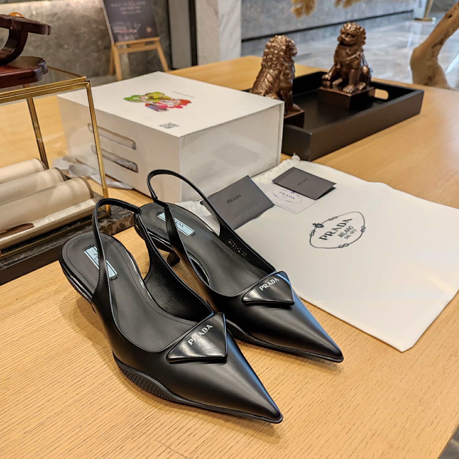 TOP PRADA Logo-plaque Nylon-gabardine Slingback Pumps - 4 Colors