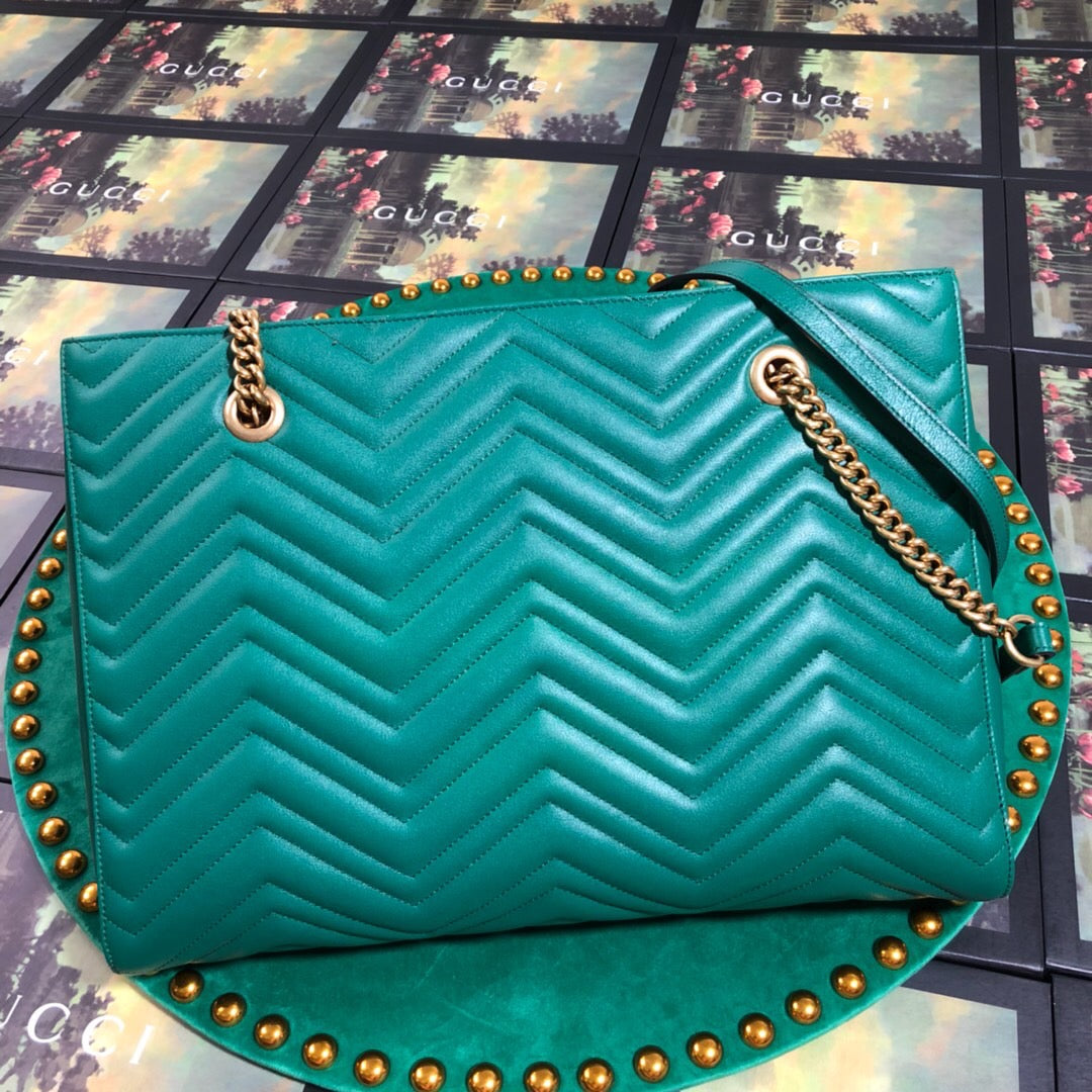 TOP GUCCI G*G Marmont Matelasse Medium Tote - Green