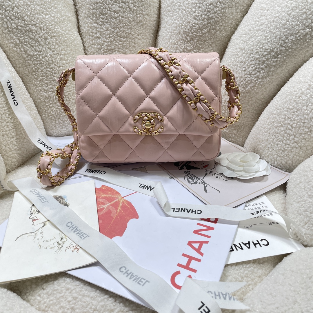 TOP CHANEL Flap Bag with Wide Leather Shoulder Strap 13.5*20.5*5cm - 4 Color