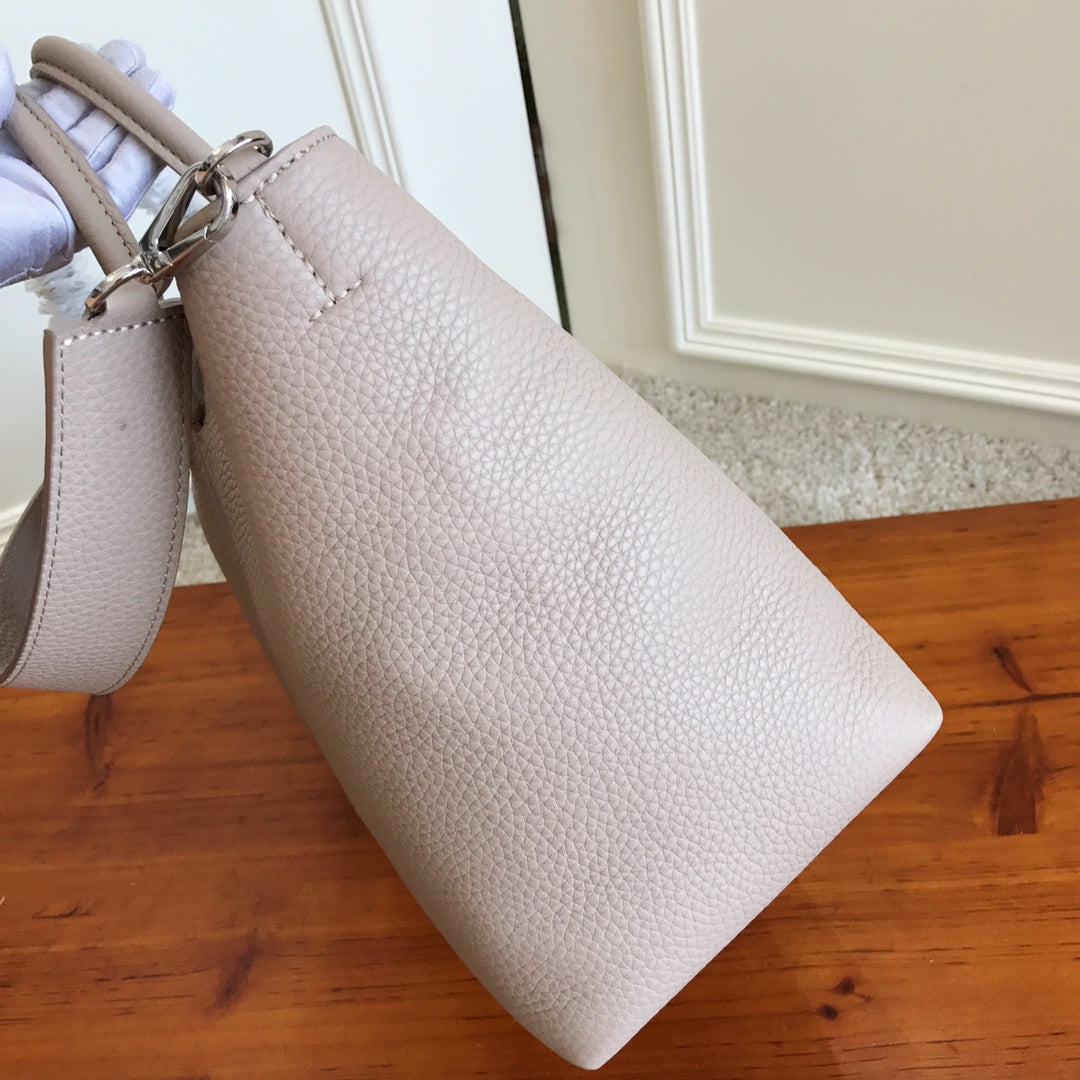TOP Louis Vuitton LV  Silver Taurillon Pernelle Tote 35×25×15cm-Grey