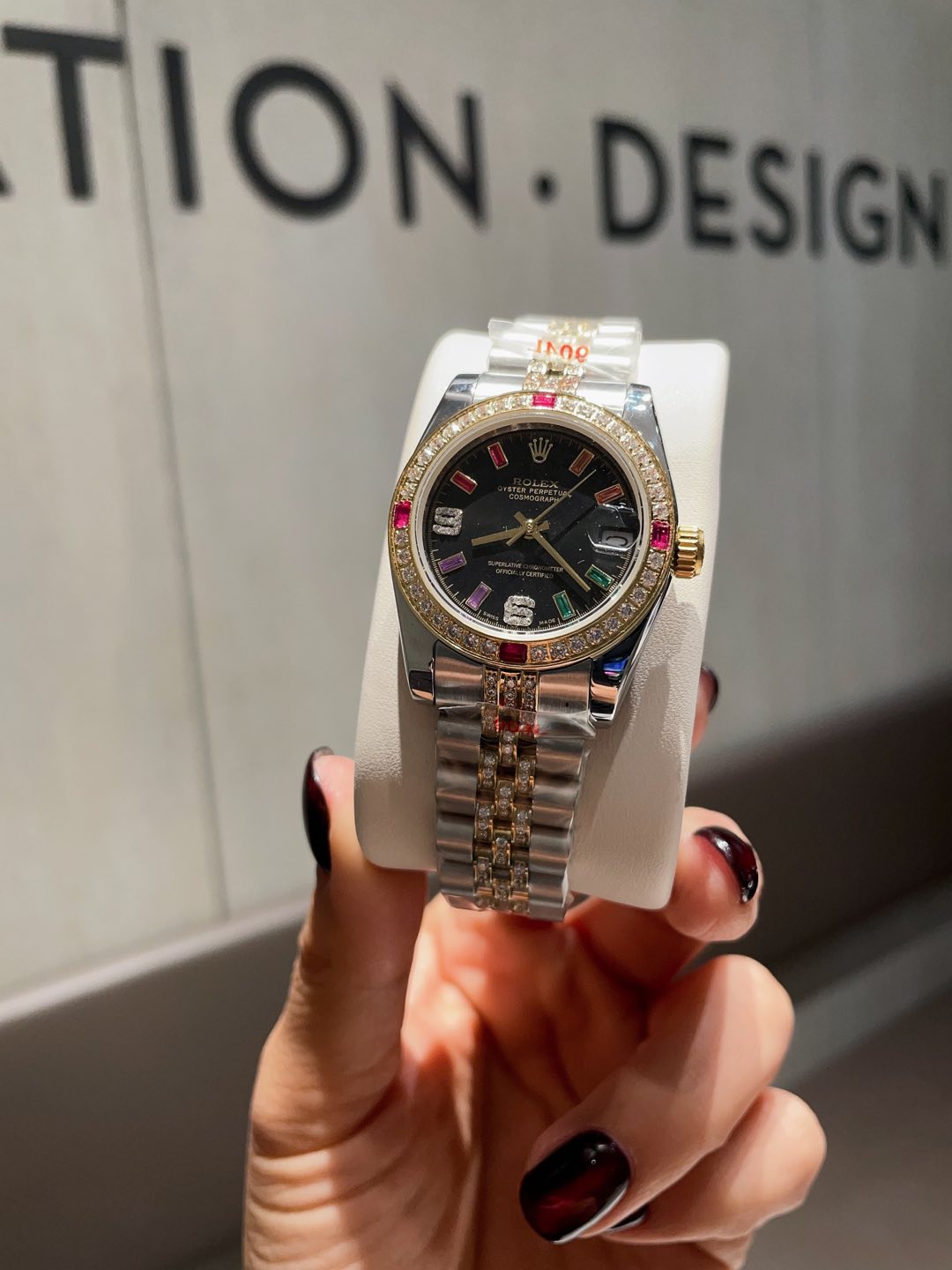 TOP ROLEX Watch with Crystal Diamond on Bezel 31mm - Silver/Gold&3 Color